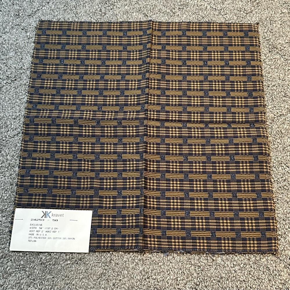 Kravet Fabric Sample Remnant Exclusive 24253-50 Plaid Blue Teflon Crafts